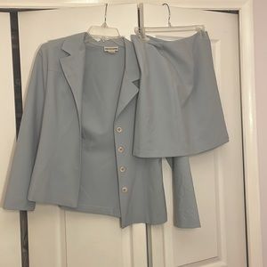 Retro Chic Vintage Baby Blue Business Skirt and Jacket